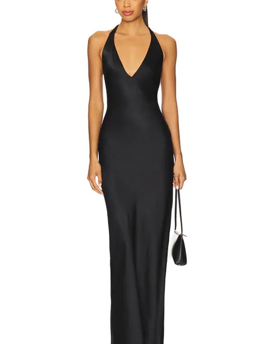 BONDI BORN Black Backless Halter V-Neck Wrap Maxi Dress size XL NWTS